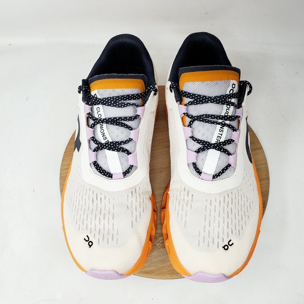 On Cloudmonster Shoes Womens 8.5 Off White Orange Cushion Comfort Sneaker - Picture 4 of 16